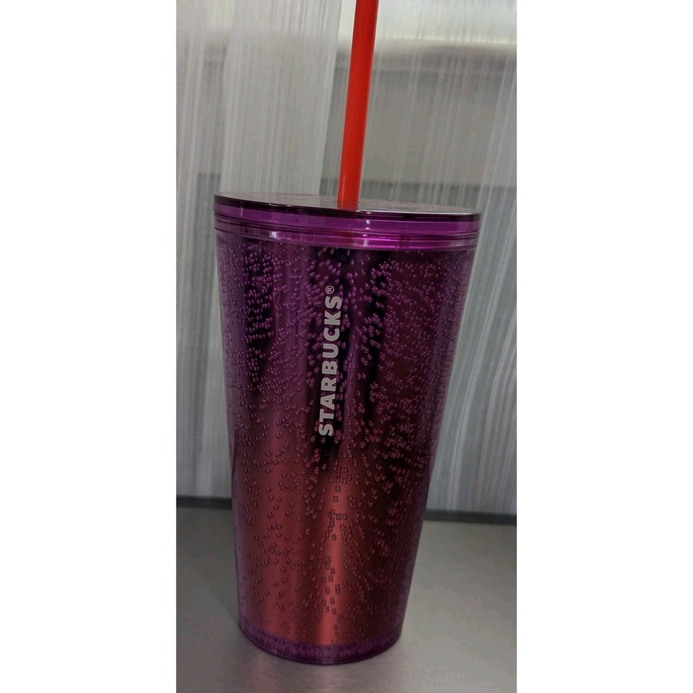 Starbucks New 2021 Purple and Red Bubble Ombre Tumbler Cold Cup 16oz‎